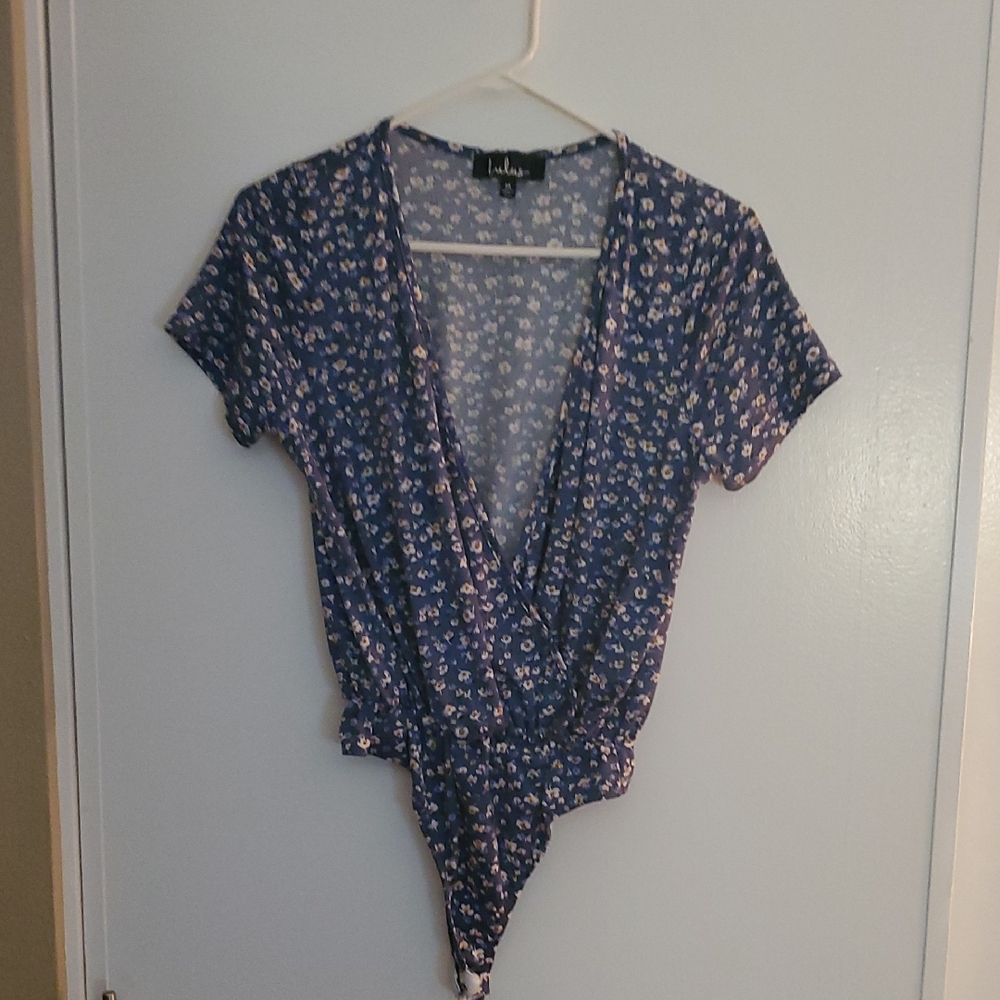 Lulu's Sky Blue Floral Bodysuit